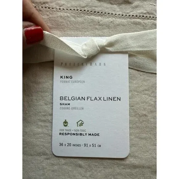 Set of TWO Pottery Barn King Size Belgian Flax Linen Pillow Shams NWT - Picture 5 of 6